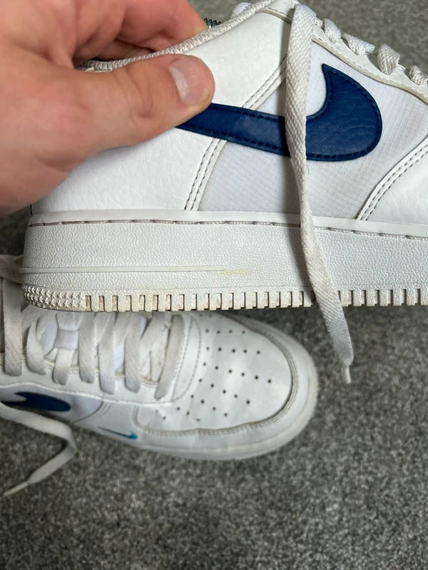 Nike air force ones white with blue swoosh